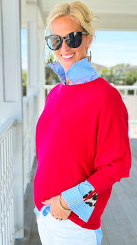 Everyday Essentials Horizontal Rib Top - Ruby-110 Long Sleeve Tops-Zenana-Coastal Bloom Boutique, find the trendiest versions of the popular styles and looks Located in Indialantic, FL