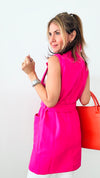 Belted Sleeveless Coat - Hot Pink-160 Jackets-ShopIrisBasic-Coastal Bloom Boutique, find the trendiest versions of the popular styles and looks Located in Indialantic, FL