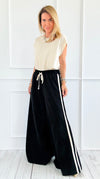 Tracked Threads Italian Palazzo- Black-100 Pants-AZUL MONACO-Coastal Bloom Boutique, find the trendiest versions of the popular styles and looks Located in Indialantic, FL