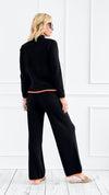 Luxe Trimmed Knit Statement Pocket Set - Black-210 Loungewear/Sets-Chasing Bandits-Coastal Bloom Boutique, find the trendiest versions of the popular styles and looks Located in Indialantic, FL