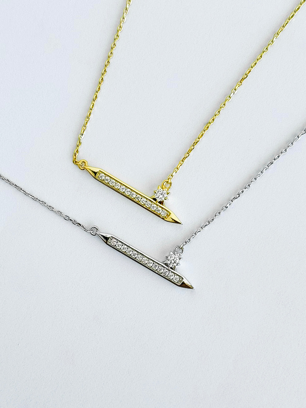 Sterling Silver CZ Bar Stone Necklace-230 Jewelry-NYC-Coastal Bloom Boutique, find the trendiest versions of the popular styles and looks Located in Indialantic, FL