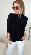 Break Free Italian Sweater Top - Black-140 Sweaters-Germany-Coastal Bloom Boutique, find the trendiest versions of the popular styles and looks Located in Indialantic, FL