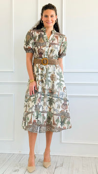 Safari Belted Italian Button Dress