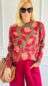 Blooming Elegance Knit Sweater - Olive-140 Sweaters-JODIFL-Coastal Bloom Boutique, find the trendiest versions of the popular styles and looks Located in Indialantic, FL