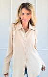 Elegant Muse Button Down Top - Beige-130 Long Sleeve Tops-Must Have-Coastal Bloom Boutique, find the trendiest versions of the popular styles and looks Located in Indialantic, FL