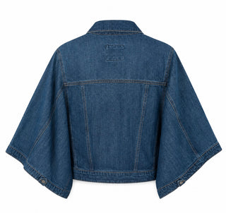 Washed Cropped Denim Jacket - Dark