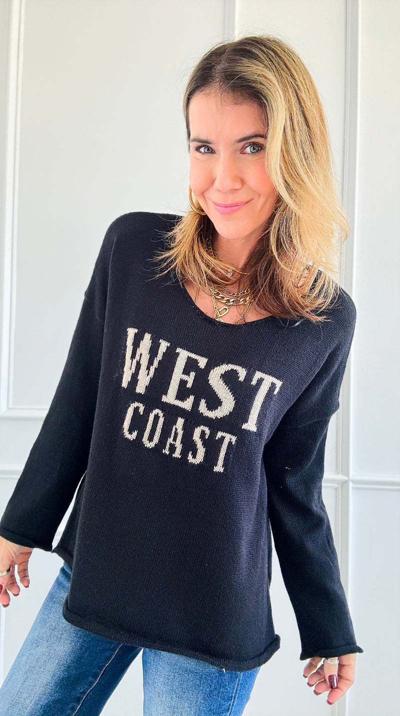 West Coast Lightweight Sweater - Black/Beige-140 Sweaters-MIRACLE-Coastal Bloom Boutique, find the trendiest versions of the popular styles and looks Located in Indialantic, FL