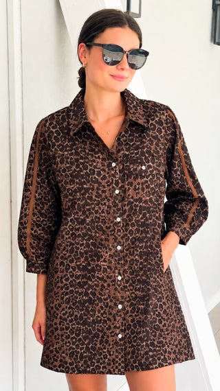 Wild Luxe Shirtdress- Brown