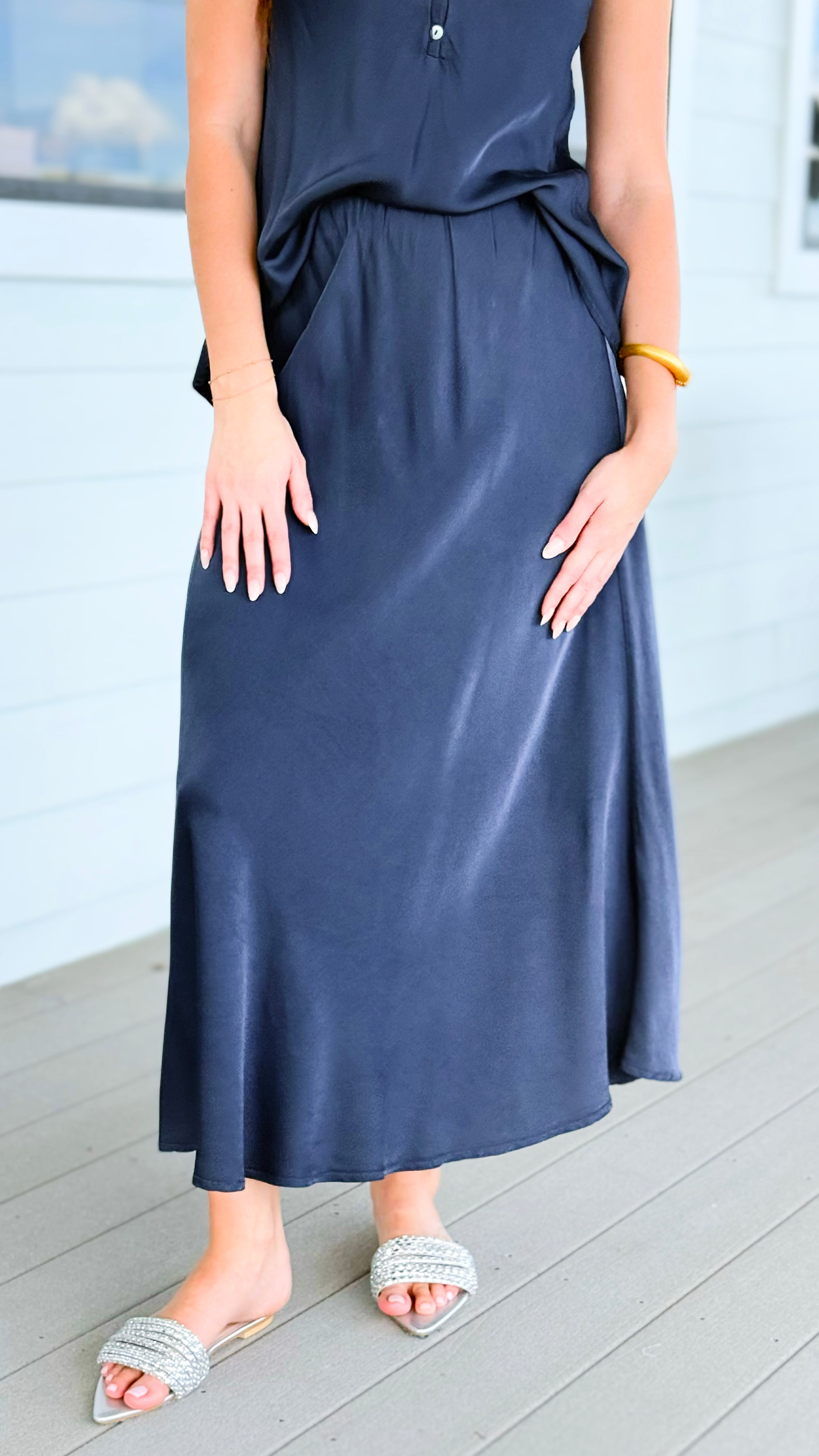Just My Type Italian Skirt- Navy