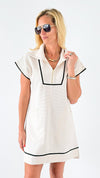 Zip Collar Sleeveless Tunic - Cream-110 Short Sleeve Tops-Jodifl-Coastal Bloom Boutique, find the trendiest versions of the popular styles and looks Located in Indialantic, FL