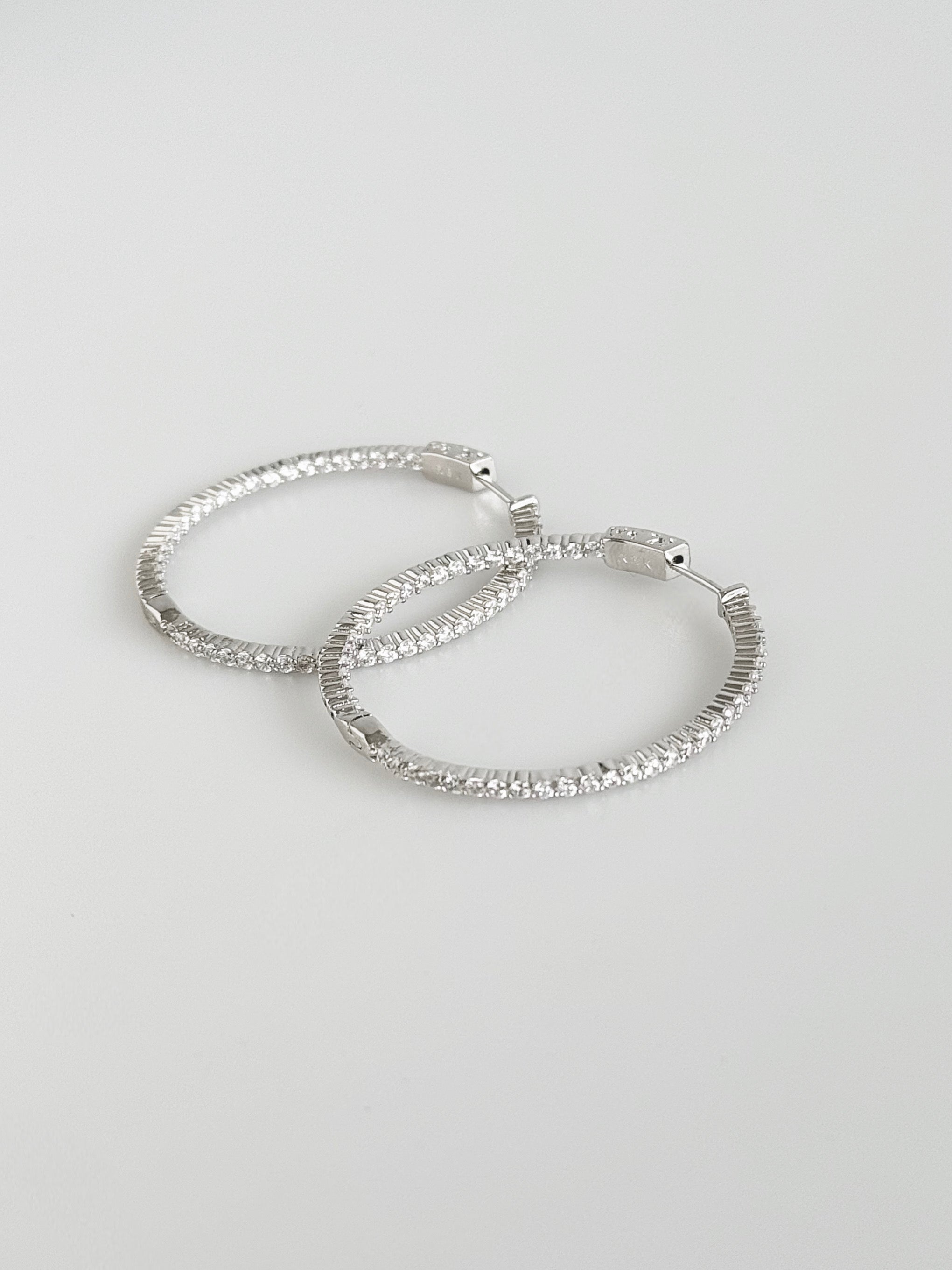 Double Vision 1.75" 2MM Eternity Hoop Earrings-230 Jewelry-NYC-Coastal Bloom Boutique, find the trendiest versions of the popular styles and looks Located in Indialantic, FL