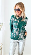 Boatneck Italian Silver Foil Sweater-140 Sweaters-Look Mode-Coastal Bloom Boutique, find the trendiest versions of the popular styles and looks Located in Indialantic, FL