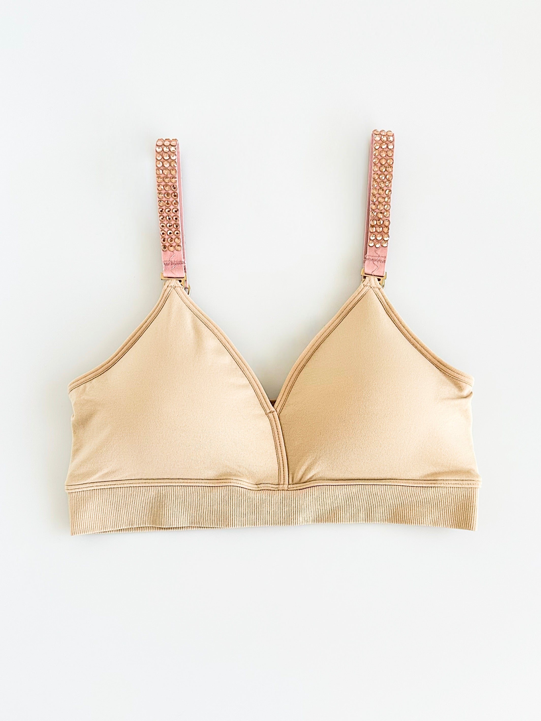 Strap Situation Plunge Bra -Grande Blush Crystals on Blush Strap-220 Intimates-Strap-its-Coastal Bloom Boutique, find the trendiest versions of the popular styles and looks Located in Indialantic, FL