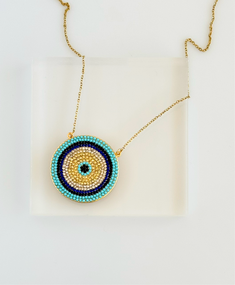 CZ Micropave Oriental Eye Necklace-230 Jewelry-Darling-Coastal Bloom Boutique, find the trendiest versions of the popular styles and looks Located in Indialantic, FL