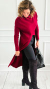 Chic Long Split Italian Sweater - Wine-150 Cardigans/Layers-Italianissimo/Z Studio-Coastal Bloom Boutique, find the trendiest versions of the popular styles and looks Located in Indialantic, FL