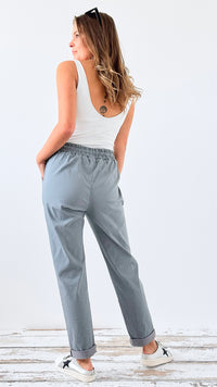 Spring Italian Jogger Pant- Gray-180 Joggers-Italianissimo-Coastal Bloom Boutique, find the trendiest versions of the popular styles and looks Located in Indialantic, FL