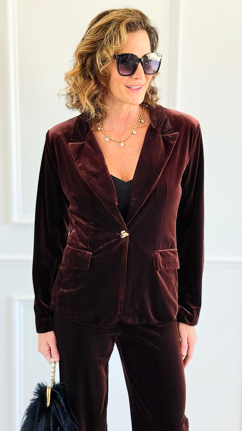Evening Affair Velvet Blazer-160 Jackets-Must Have-Coastal Bloom Boutique, find the trendiest versions of the popular styles and looks Located in Indialantic, FL
