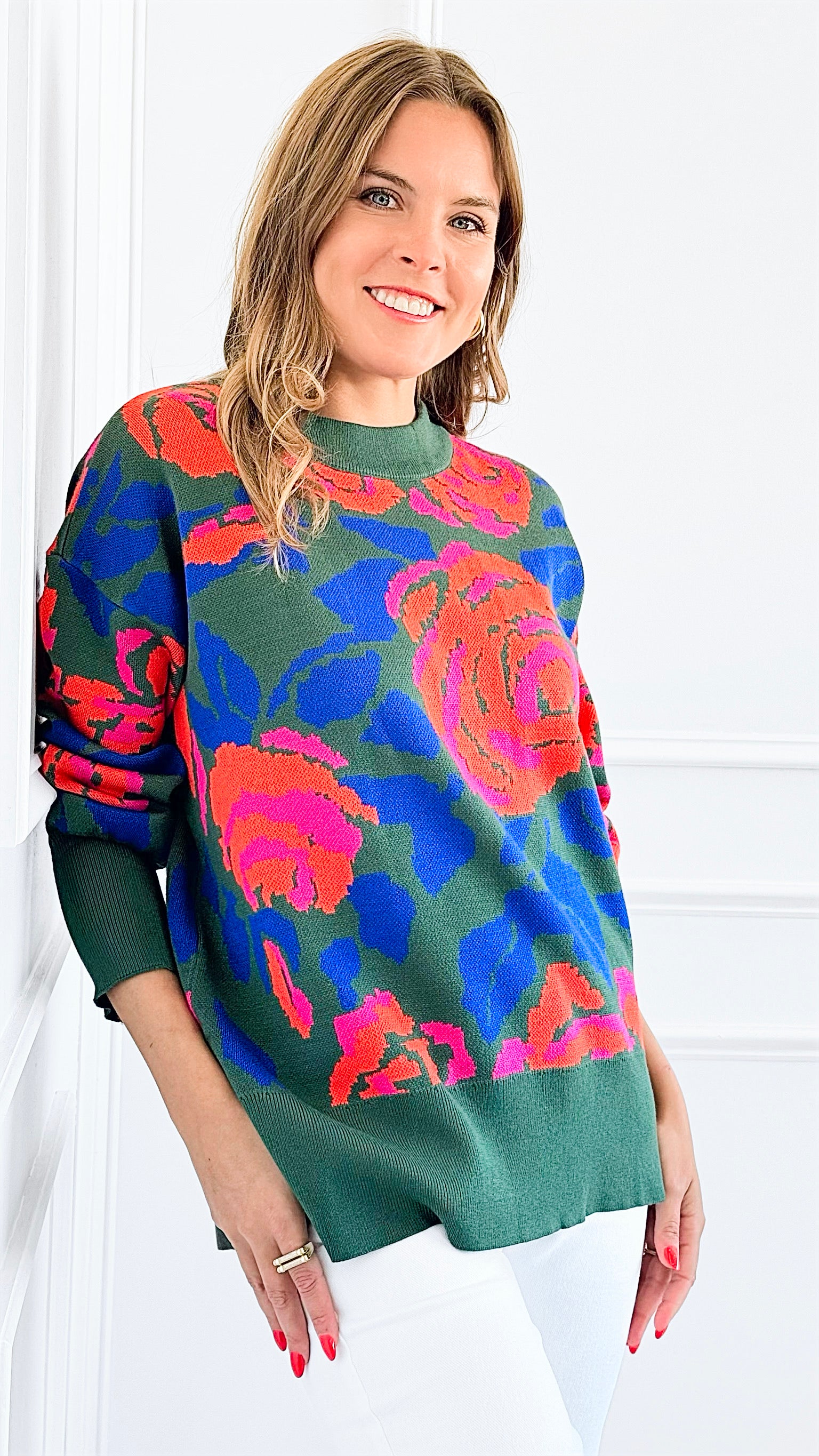 Floral Fusion Sweater-140 Sweaters-Jodifl-Coastal Bloom Boutique, find the trendiest versions of the popular styles and looks Located in Indialantic, FL