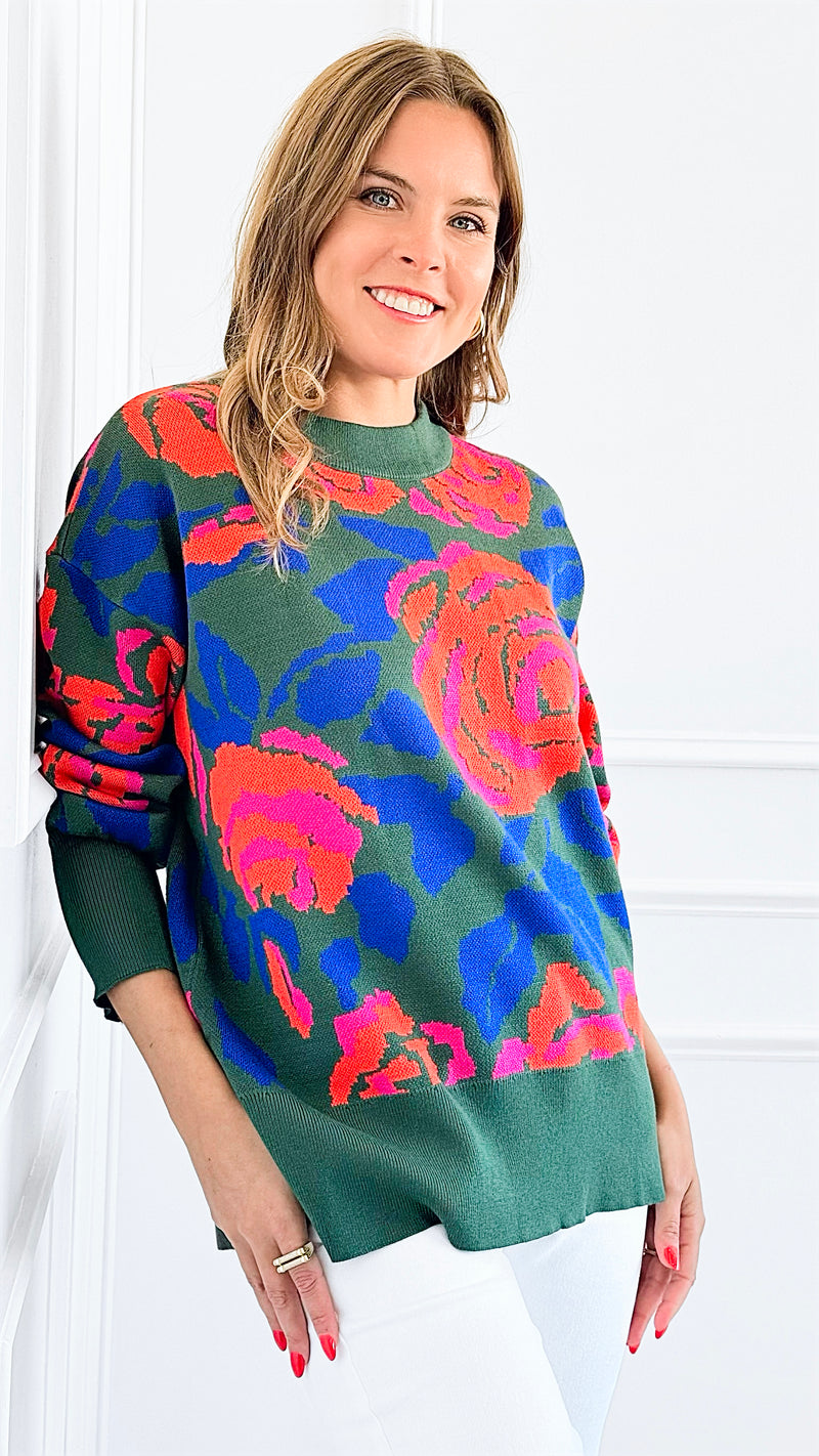 Floral Fusion Sweater-140 Sweaters-Jodifl-Coastal Bloom Boutique, find the trendiest versions of the popular styles and looks Located in Indialantic, FL