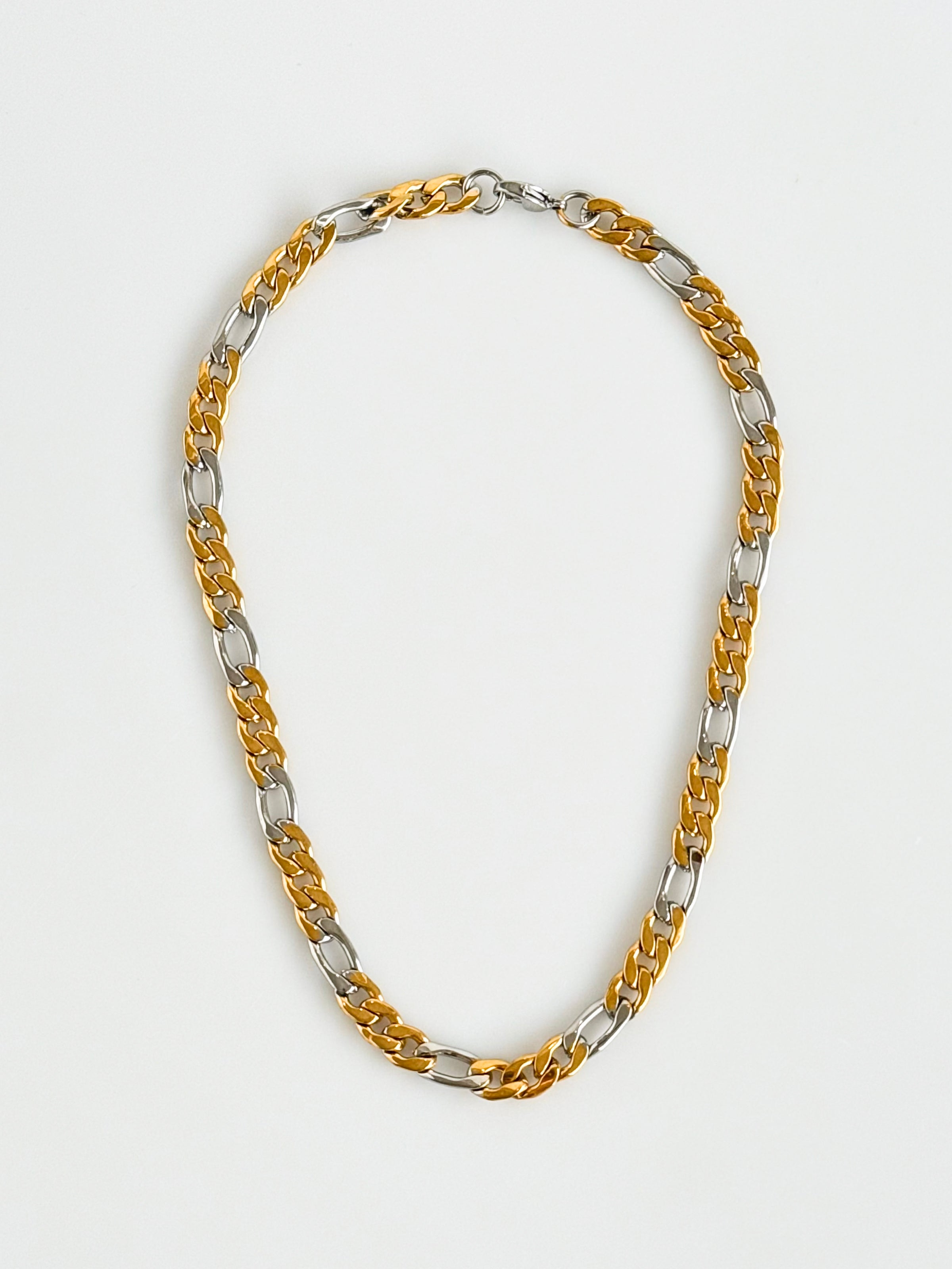 Stainless Steel Cuban Two Tone Necklace-230 Jewelry-ALEN JEWELRY-Coastal Bloom Boutique, find the trendiest versions of the popular styles and looks Located in Indialantic, FL