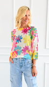 Bold Blossom St Tropez Italian Knit Sweater-140 Sweaters-FAITH/ SORPRESA-Coastal Bloom Boutique, find the trendiest versions of the popular styles and looks Located in Indialantic, FL