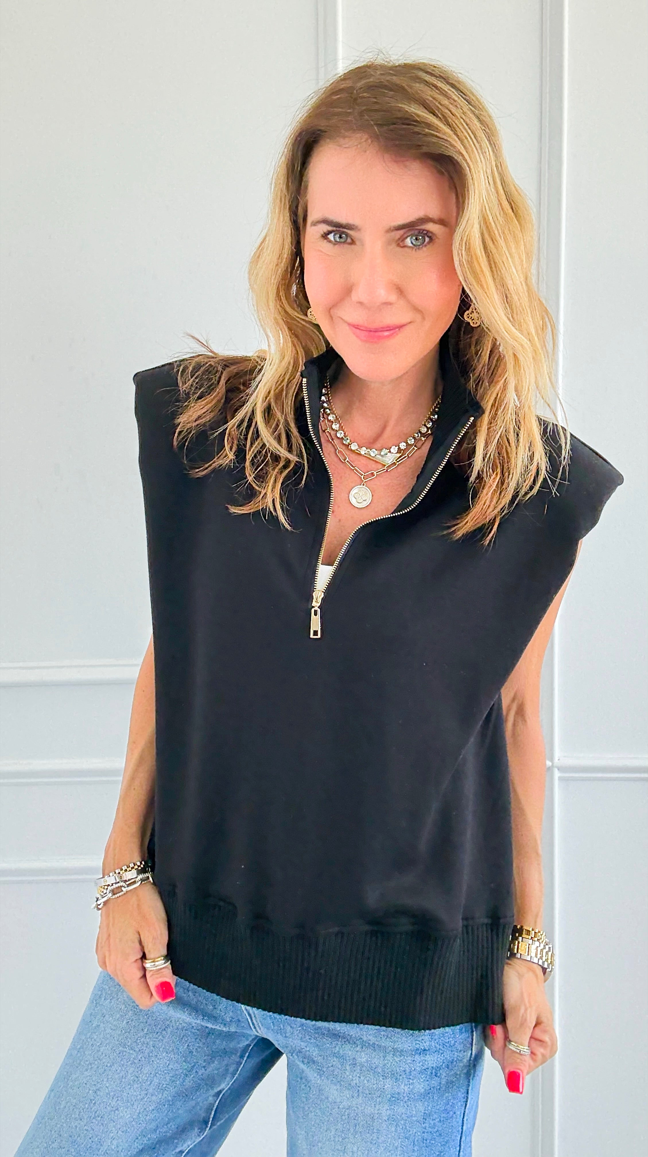 Play It Cool Half Zip Knit Top-140 Sweaters-White Birch-Coastal Bloom Boutique, find the trendiest versions of the popular styles and looks Located in Indialantic, FL