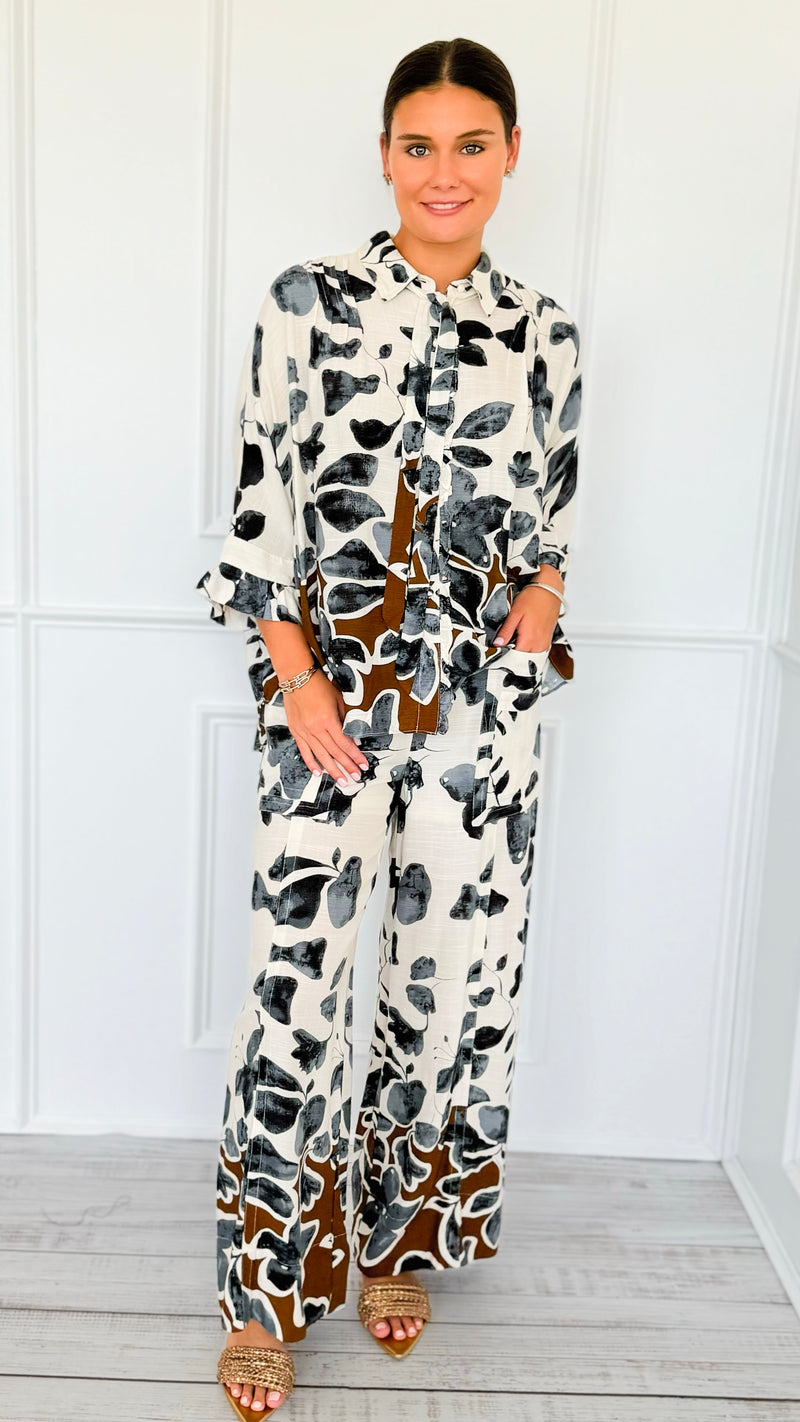 Botanical Breeze Cargo Palazzo Pant Set-210 Loungewear/Sets-GIGIO-Coastal Bloom Boutique, find the trendiest versions of the popular styles and looks Located in Indialantic, FL