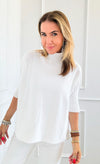 Break Free Italian Sweater Top - White-140 Sweaters-Italianissimo/Z Studio-Coastal Bloom Boutique, find the trendiest versions of the popular styles and looks Located in Indialantic, FL