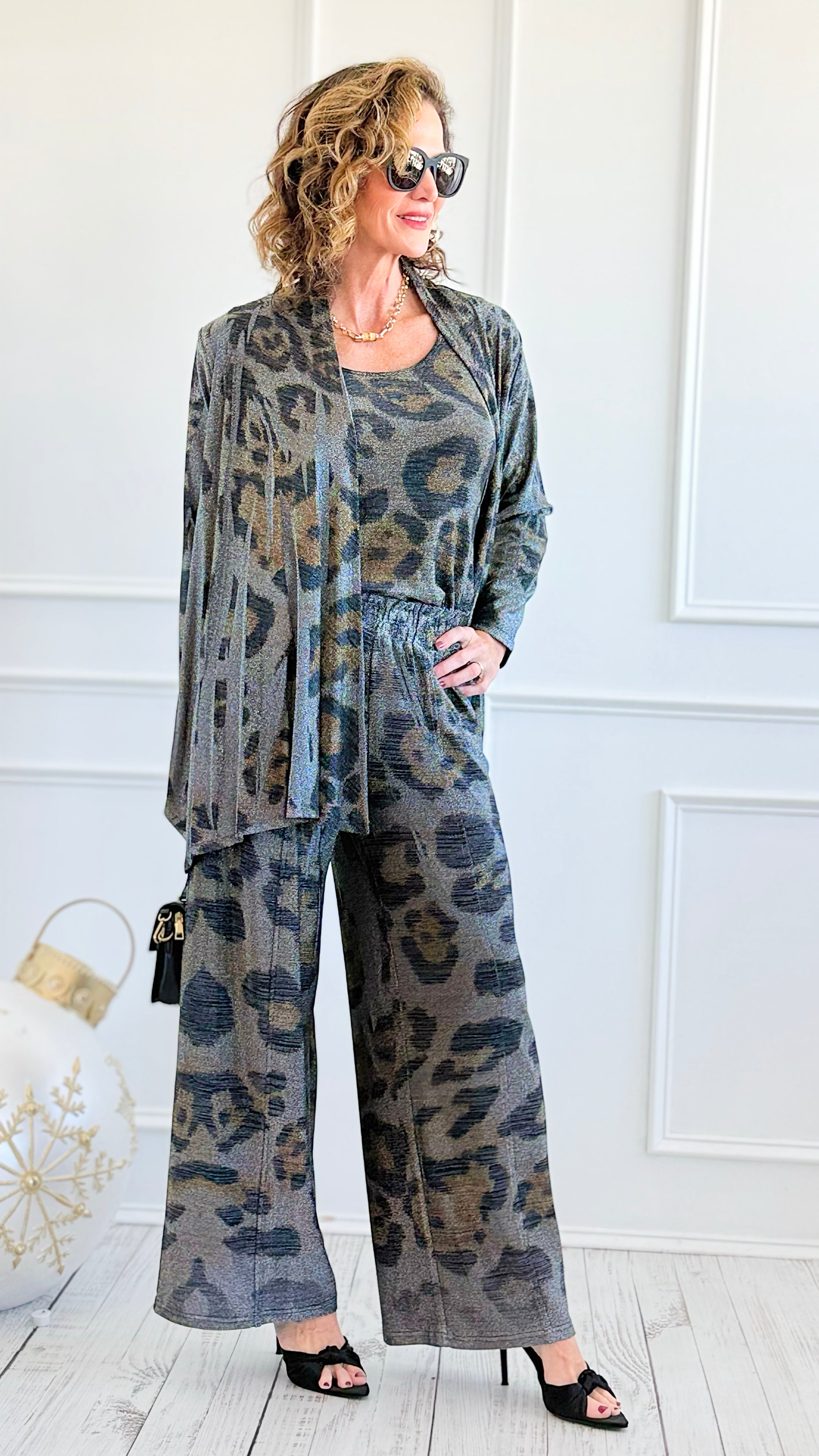 Starry Nights Printed Metallic Cardigan-Leo-150 Cardigans/Layers-Origami Fashion Inc-Coastal Bloom Boutique, find the trendiest versions of the popular styles and looks Located in Indialantic, FL