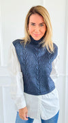 Moonlit Layer Cable Sweater-140 Sweaters-Fate Inc-Coastal Bloom Boutique, find the trendiest versions of the popular styles and looks Located in Indialantic, FL