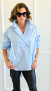 Bacall Italian Long Sleeve Top- Sky Blue-110 Long Sleeve Tops-TATTOO Z-Coastal Bloom Boutique, find the trendiest versions of the popular styles and looks Located in Indialantic, FL