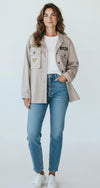 Military Inspired Twill Jacket-160 Jackets-V SKY-Coastal Bloom Boutique, find the trendiest versions of the popular styles and looks Located in Indialantic, FL