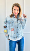 Happy Vibes Patch Jacket-160 Jackets-Veveret-Coastal Bloom Boutique, find the trendiest versions of the popular styles and looks Located in Indialantic, FL