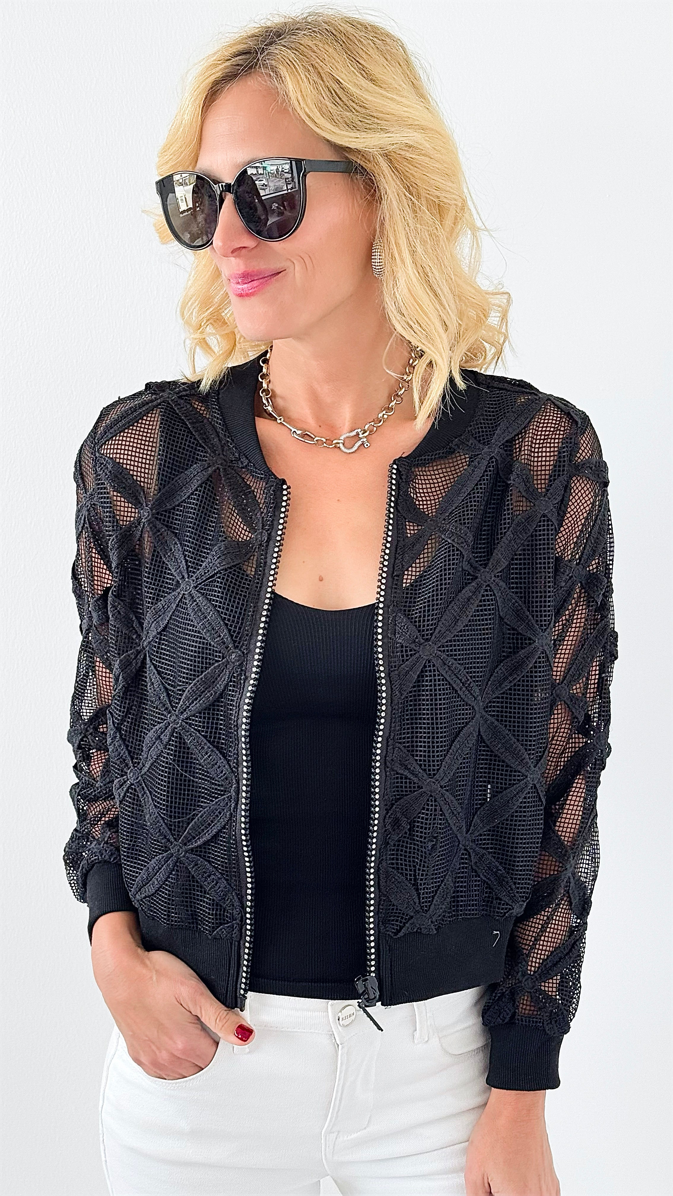 Noir Texture Statement Jacket - Black-160 Jackets-L MASSIMO-Coastal Bloom Boutique, find the trendiest versions of the popular styles and looks Located in Indialantic, FL