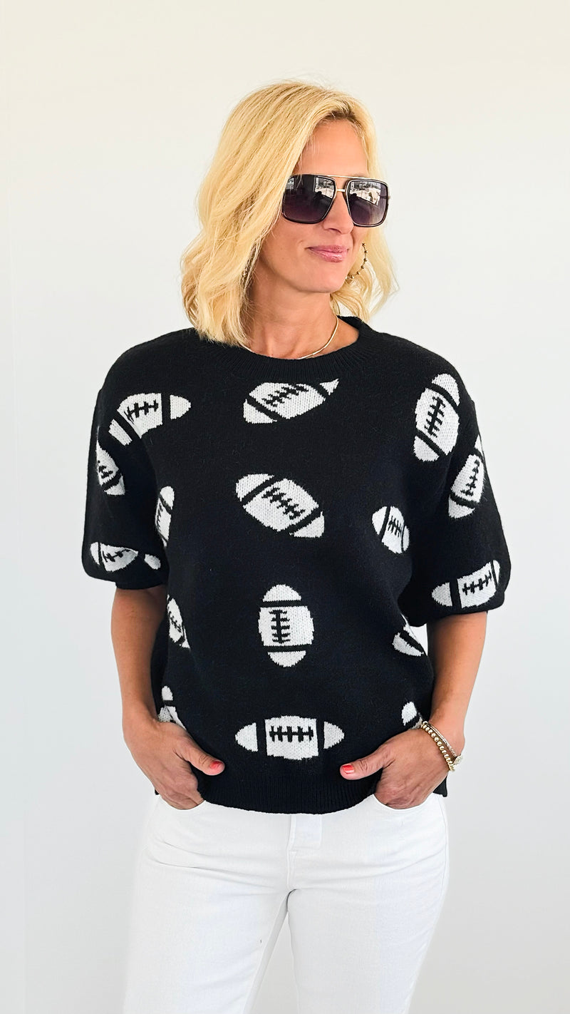 Game Day Puff Sleeves Sweater-140 Sweaters-BIBI-Coastal Bloom Boutique, find the trendiest versions of the popular styles and looks Located in Indialantic, FL