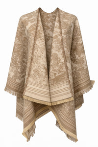 Park Avenue Textured Jacquard Ruana Poncho