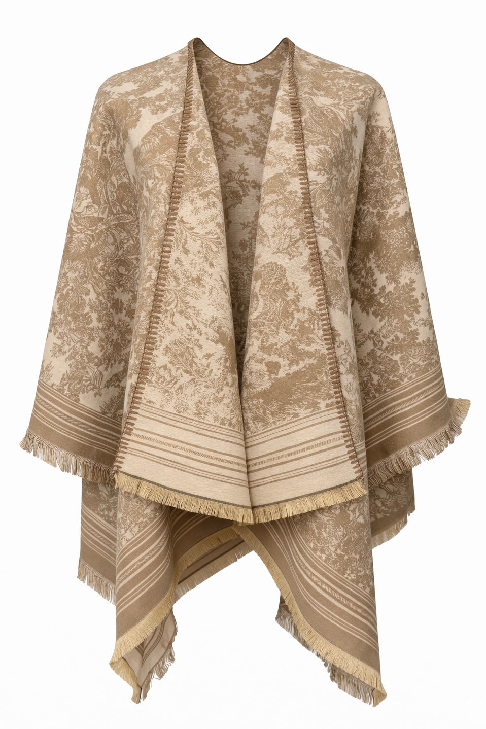 Park Avenue Textured Jacquard Ruana Poncho
