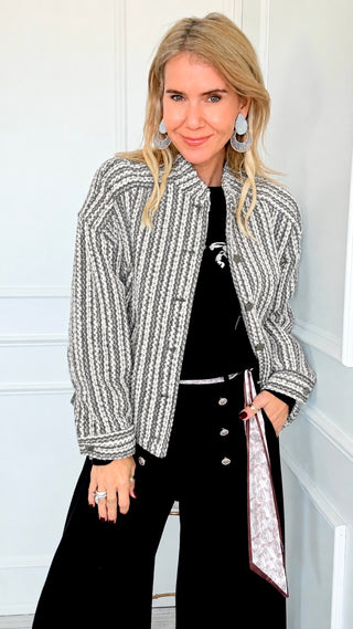 Bouclé Button Jacket - Grey