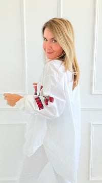Tartan Love Italian Blouse-110 Long Sleeve Tops-TATTOO Z-Coastal Bloom Boutique, find the trendiest versions of the popular styles and looks Located in Indialantic, FL