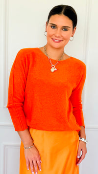 Soho Italian Boatneck Pullover -Bright Orange-140 Sweaters-Italianissimo-Coastal Bloom Boutique, find the trendiest versions of the popular styles and looks Located in Indialantic, FL
