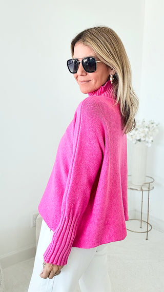 Break Free Long Sleeve Italian Sweater Top - Heather Fuchsia-140 Sweaters-Italianissimo-Coastal Bloom Boutique, find the trendiest versions of the popular styles and looks Located in Indialantic, FL