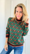 High Collar Bow Sweaters-Green-140 Sweaters-Chasing Bandits-Coastal Bloom Boutique, find the trendiest versions of the popular styles and looks Located in Indialantic, FL