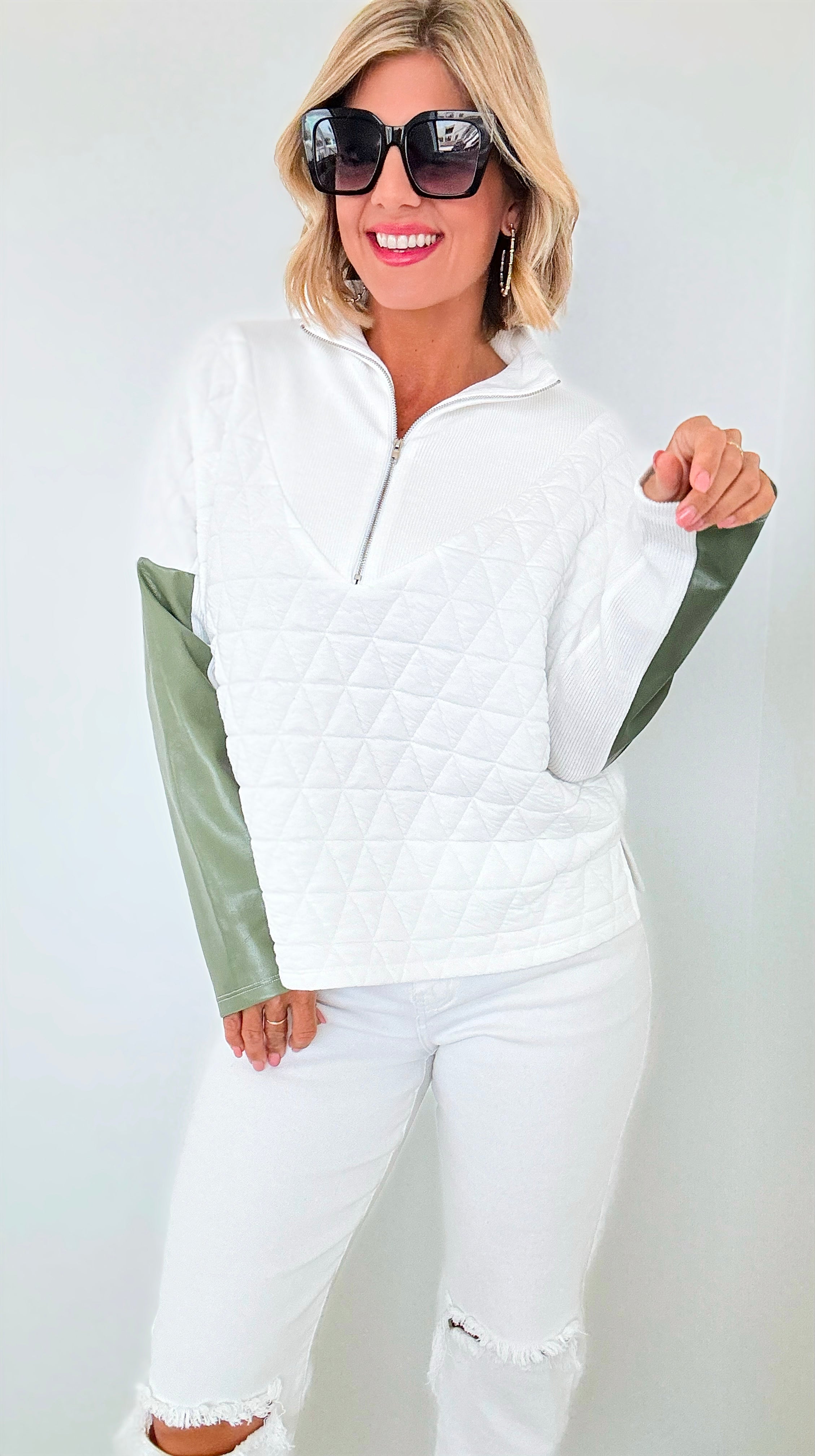 Sierra Quilted Half-Zip Pullover-110 Short Sleeve Tops-THML-Coastal Bloom Boutique, find the trendiest versions of the popular styles and looks Located in Indialantic, FL