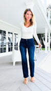 Smooth Move Mid Rise Ankle Straight Jean-190 Denim-Risen-Coastal Bloom Boutique, find the trendiest versions of the popular styles and looks Located in Indialantic, FL