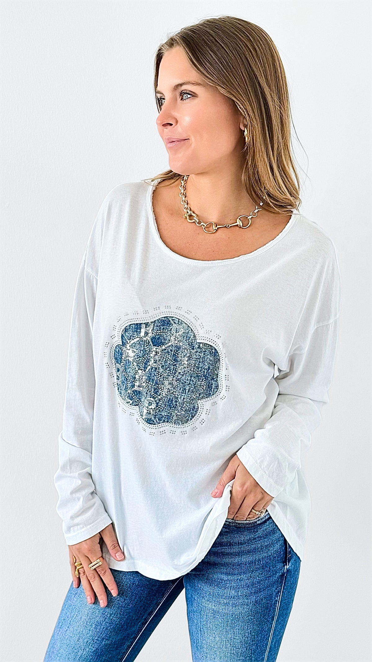 Sparkling Bloom Italian Tee-110 Short Sleeve Tops-Italianissimo-Coastal Bloom Boutique, find the trendiest versions of the popular styles and looks Located in Indialantic, FL