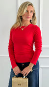 Modern Muse Top - Red-130 Long Sleeve Tops-Rosio-Coastal Bloom Boutique, find the trendiest versions of the popular styles and looks Located in Indialantic, FL