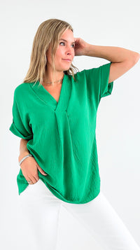 The Jetsetter Blouse - Kelly Green-110 short Sleeve Top-2 Hearts-Coastal Bloom Boutique, find the trendiest versions of the popular styles and looks Located in Indialantic, FL