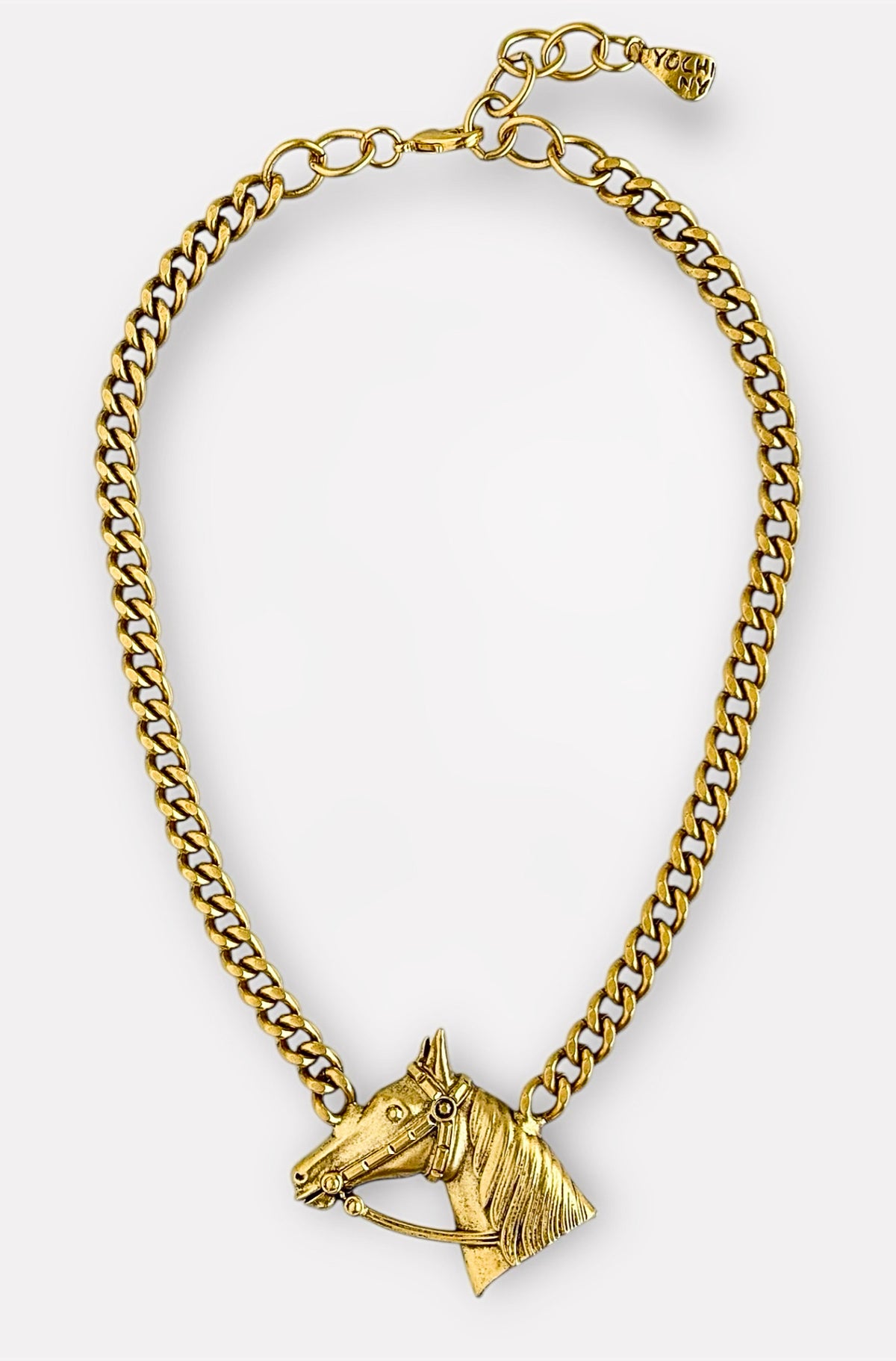 Equestrian Head Cuban Necklace-230 Jewelry-YOCHI-Coastal Bloom Boutique, find the trendiest versions of the popular styles and looks Located in Indialantic, FL