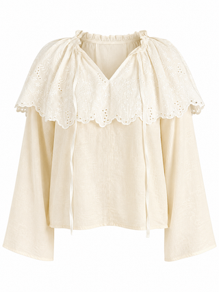 Storybook Scallop Eyelet Cape Blouse