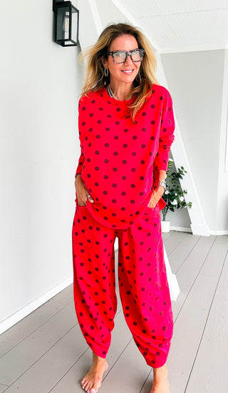 La Spezia Polka Dot Italian Barrel Cotton Set- Red